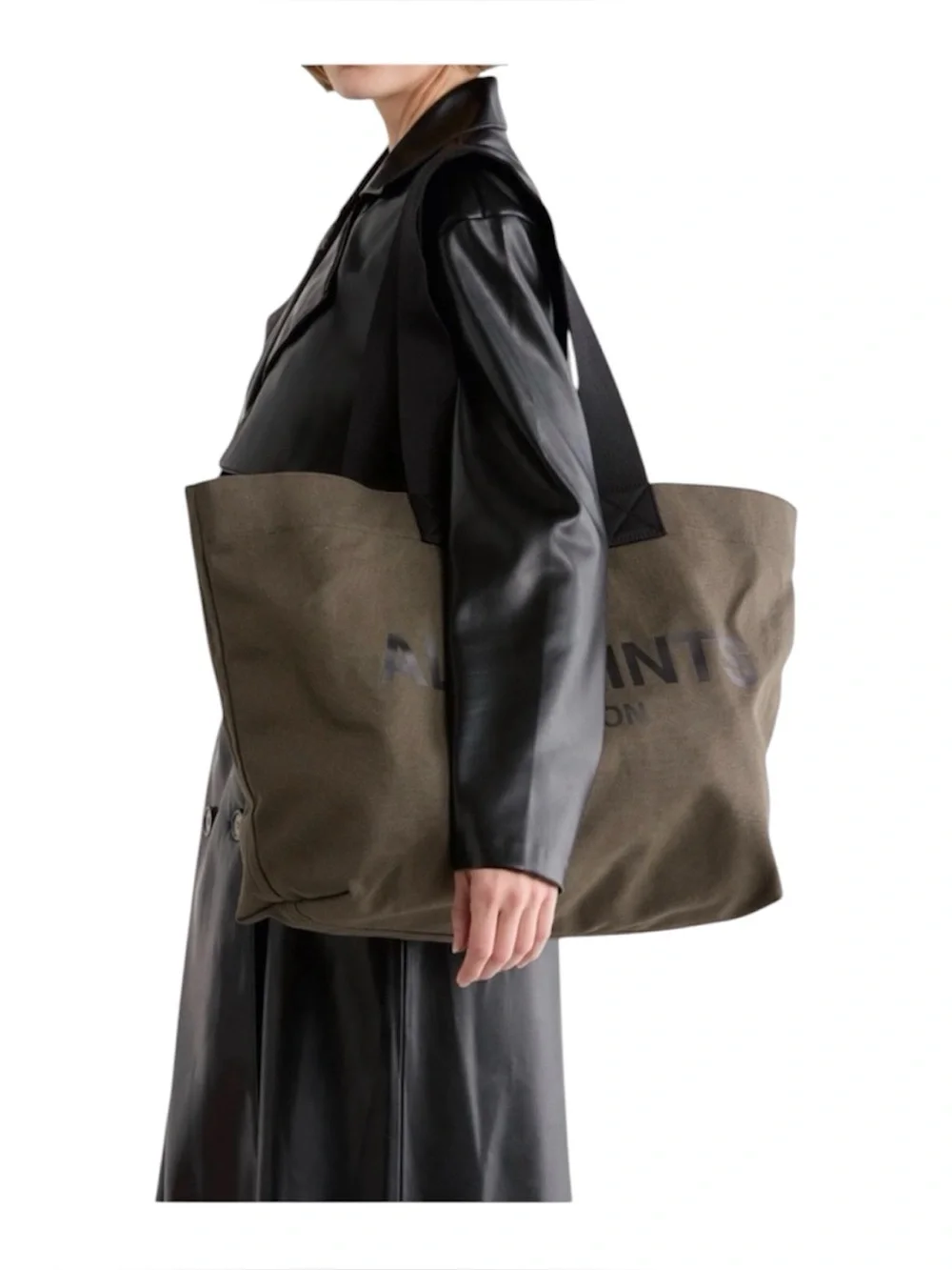 AllSaints Olive Green Acari Canvas Tote Bag